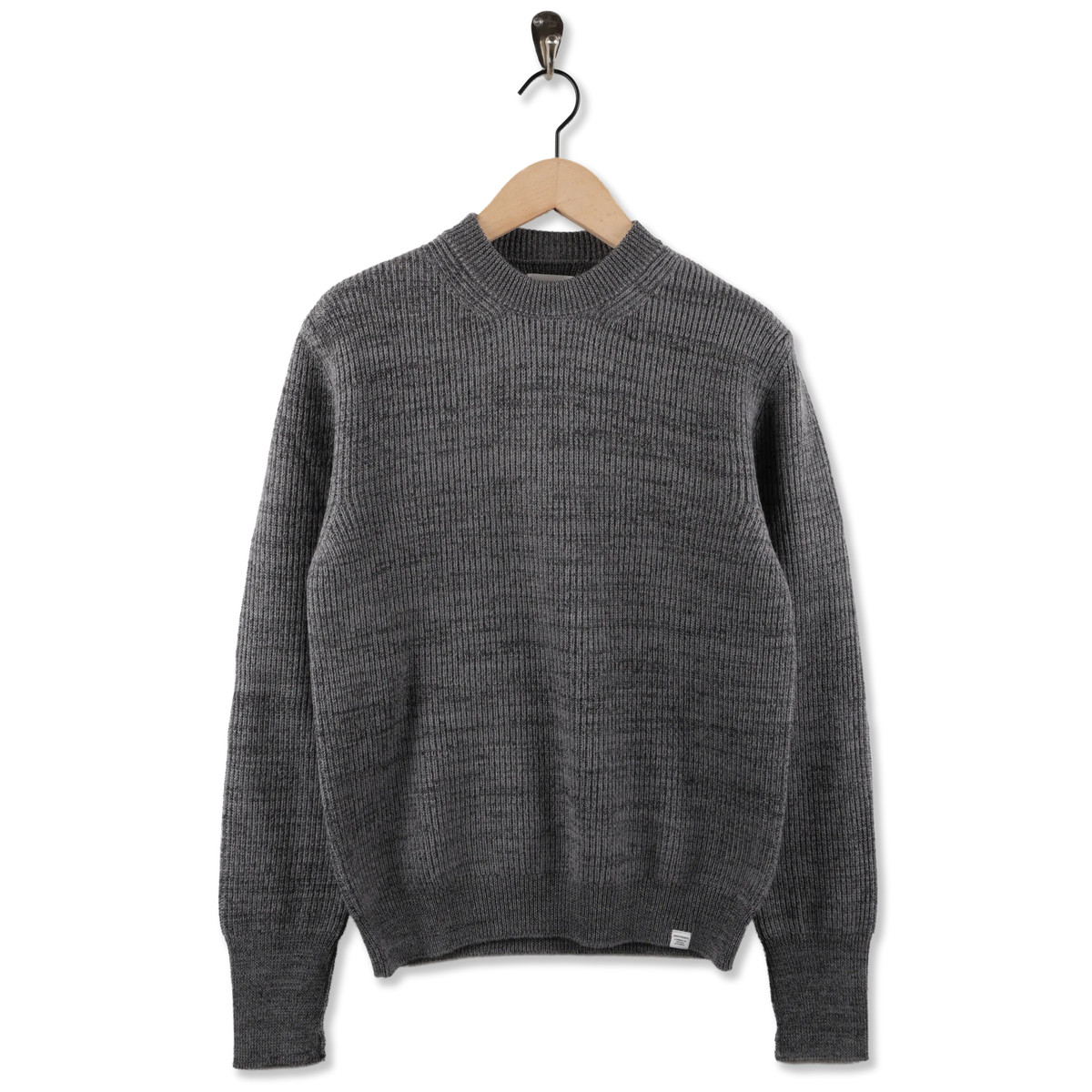 Norse Projects Henning Cotton Wool Rib Sweater Dark Grey Melange - Front