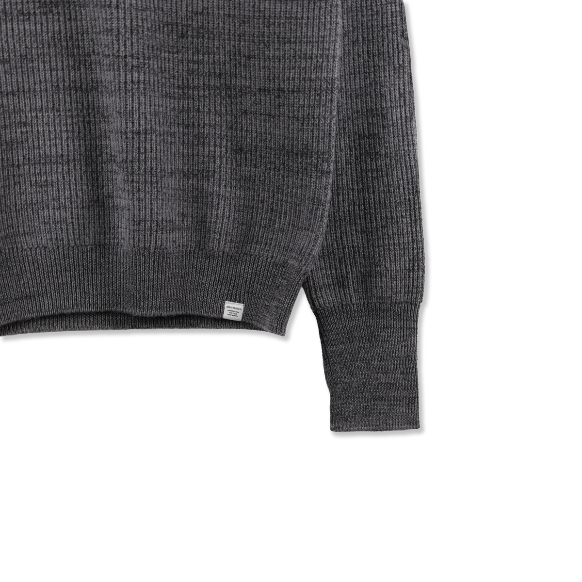 Norse Projects Henning Cotton Wool Rib Sweater Dark Grey Melange - Detail 2