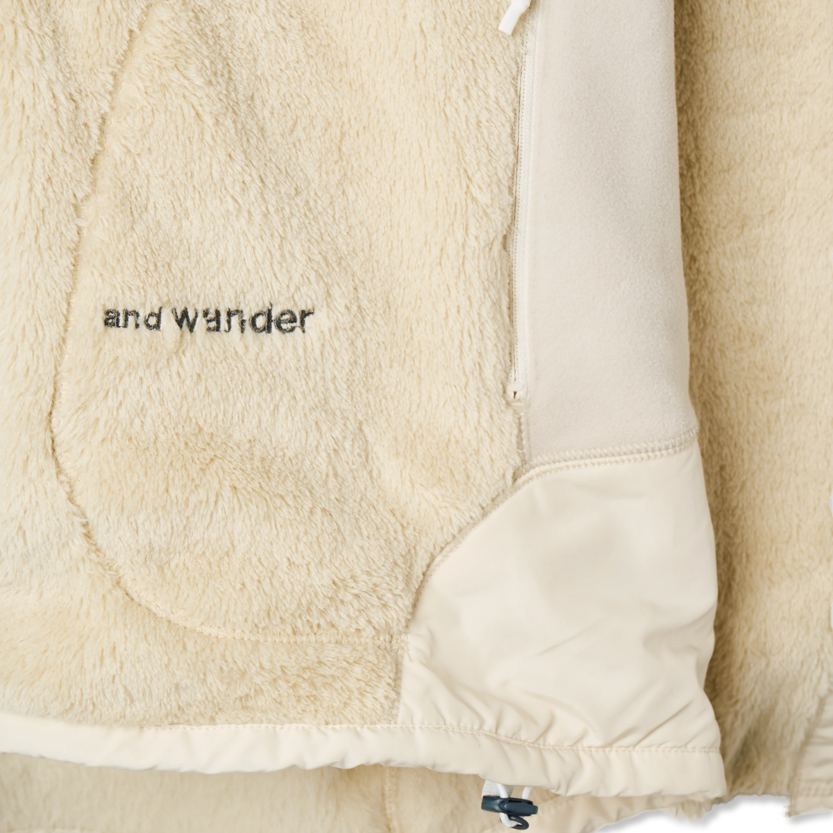 And Wander High Loft Fleece Jacket Off White - Detail 2