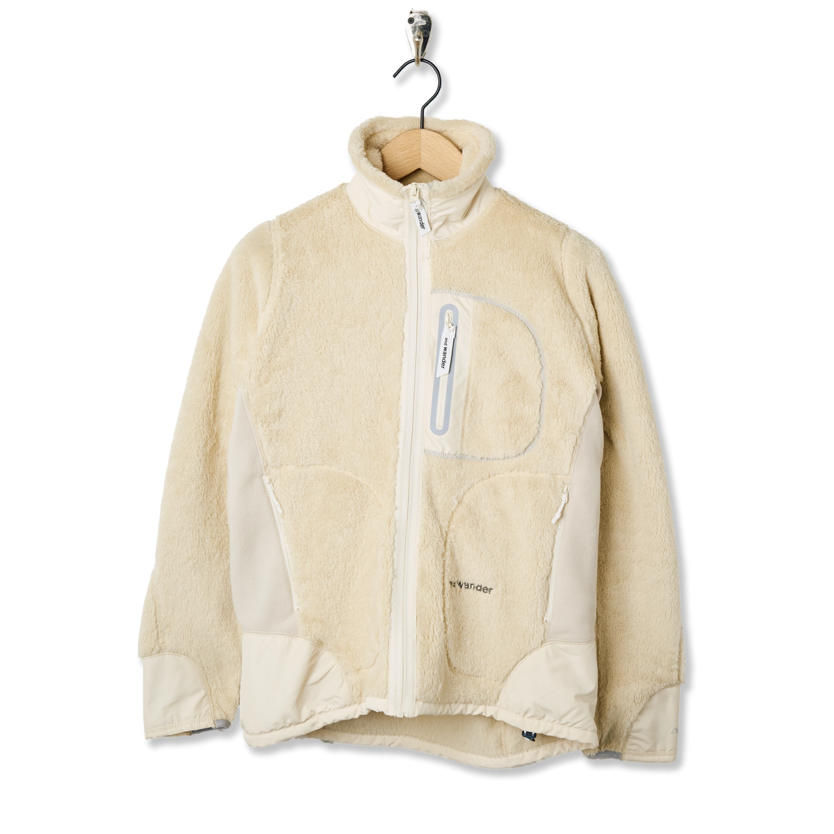 And Wander High Loft Fleece Jacket Off White - Front