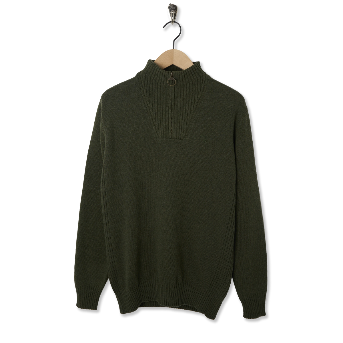 Barbour Essential Lambswool Half Zip Knitted Jumper Mid Olive - Back