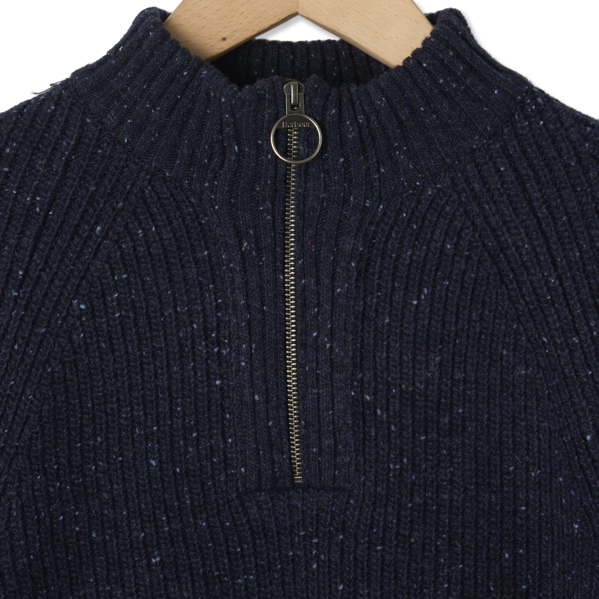 Barbour Essentials Fleck Half Zip Navy - Detail 2