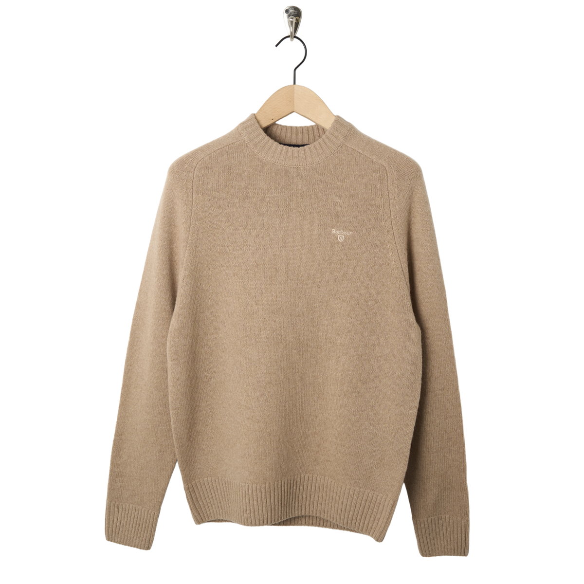 Barbour Newtown Crew Neck Sweater Washed Stone - Front