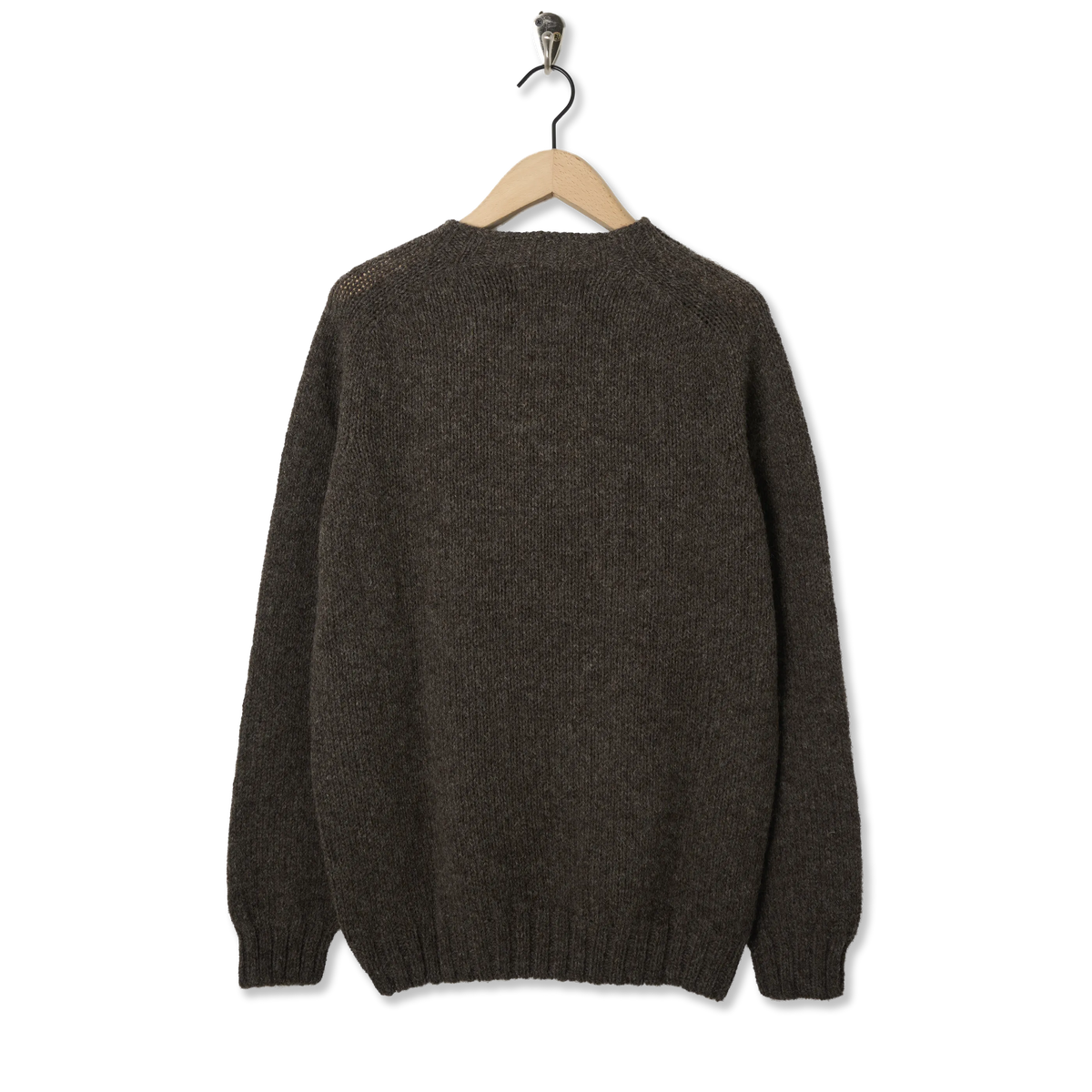 Barbour Scottish Made Natural Yarn Cable Crew Neck Sweater Medium Brown - Back