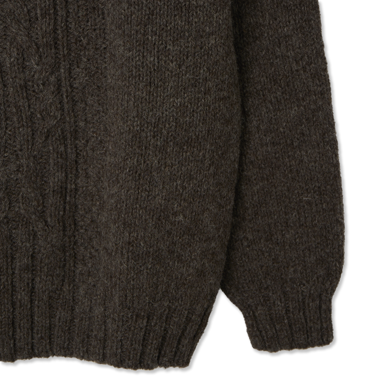 Barbour Scottish Made Natural Yarn Cable Crew Neck Sweater Medium Brown - Detail 3
