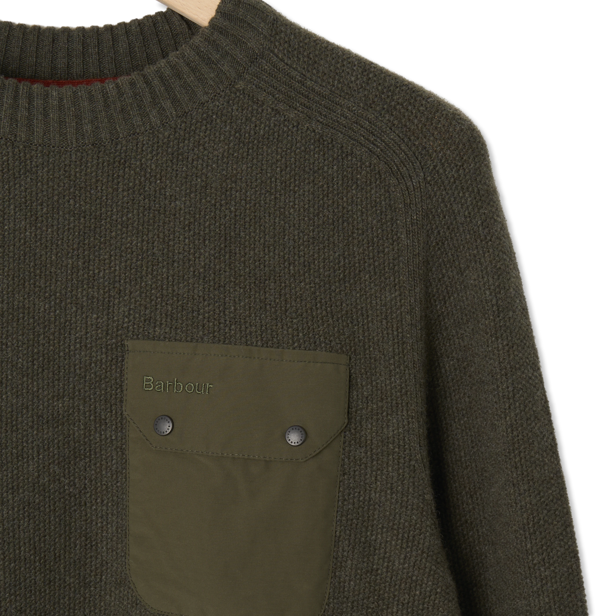 Barbour Stockham Texture Crew Neck Sweater Beech - Detail 2