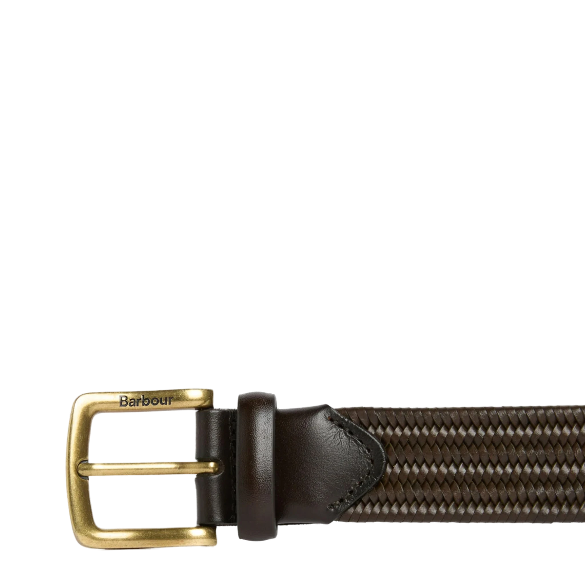Barbour Stretch Leather Belt Dark Olive - View 2