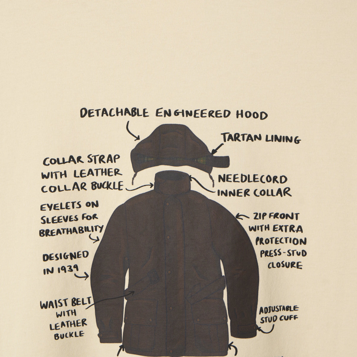 Barbour Ursula Oversized Graphic T-Shirt Fog - Detail 5