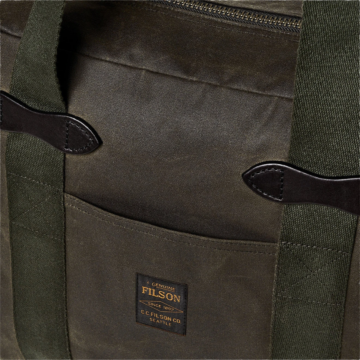 Filson Tin Cloth Tote Bag With Zipper Otter Green - View 12