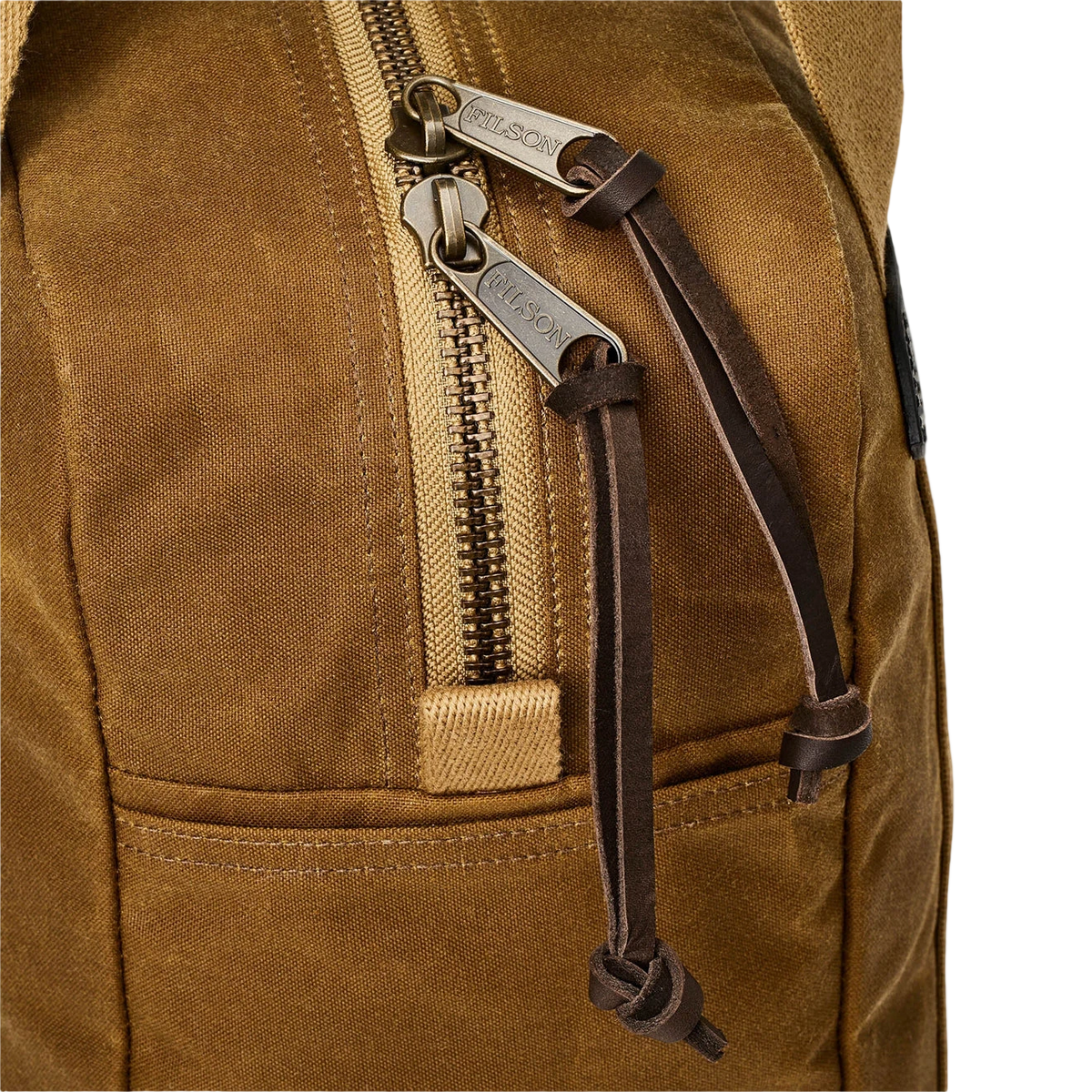 Filson Tin Cloth Tote Bag With Zipper Dark Tan - View 4
