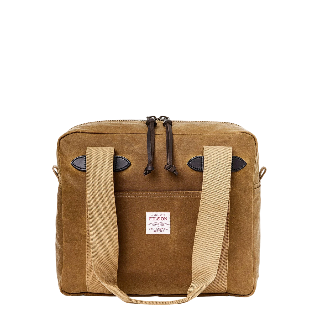Filson Tin Cloth Tote Bag With Zipper Dark Tan