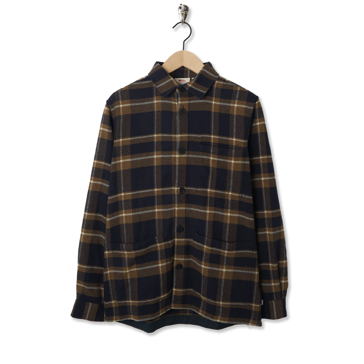 Fjallraven Ovik Wool Shirt Dark Navy / Chestnut - Front