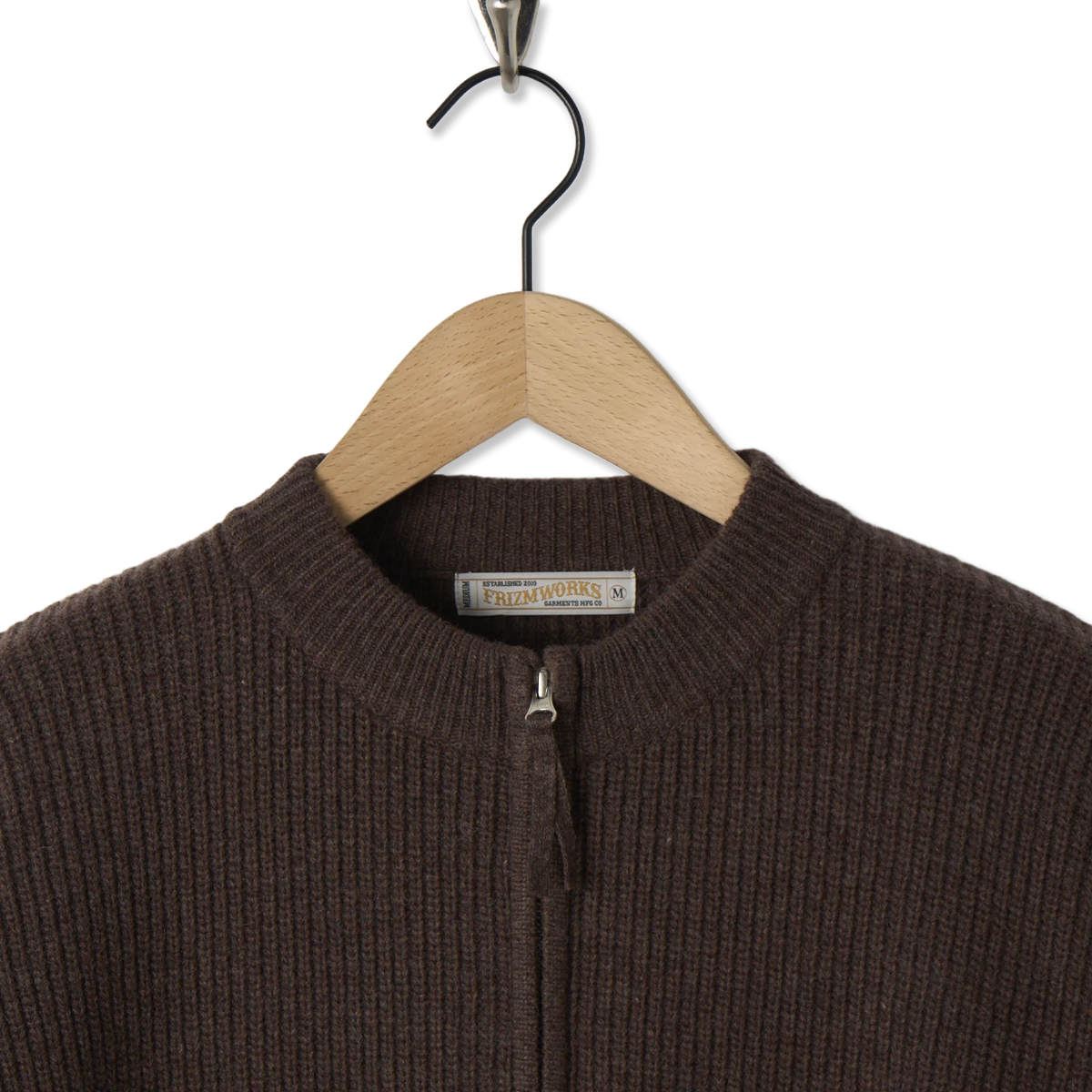 Frizmworks Wool Deck Zipup Cardigan Choco Brown - Detail 4