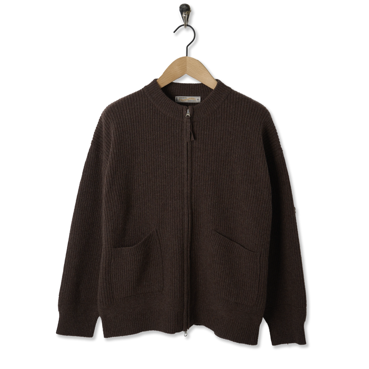 Frizmworks Wool Deck Zipup Cardigan Choco Brown - Front