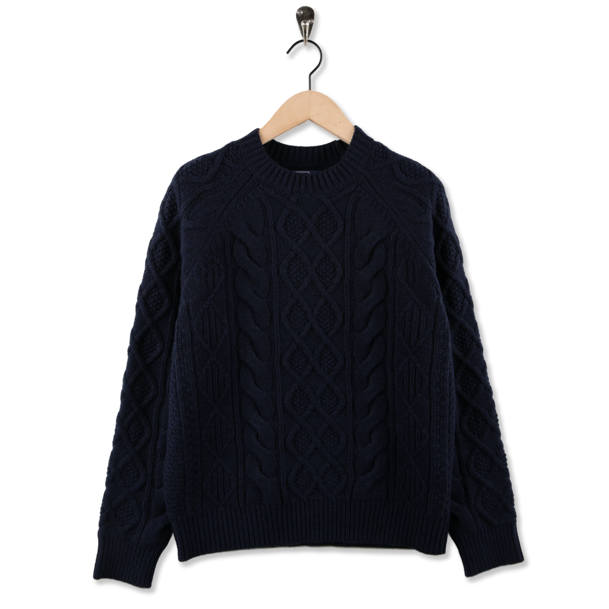 Polo Ralph Lauren Aran-Knit Wool Alpaca Sweater Glaucus Navy Heather - Front