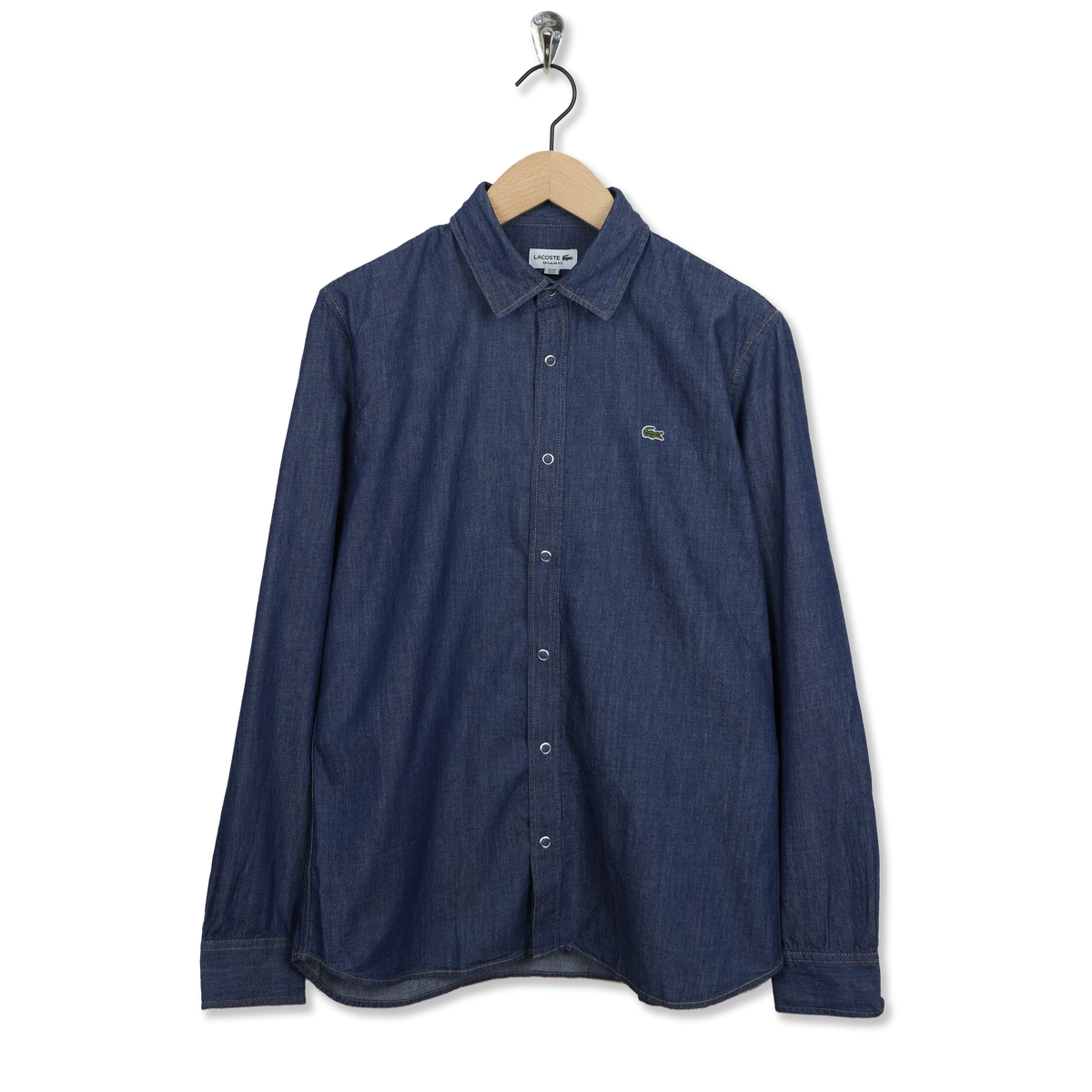 Lacoste Regular Fit Lightweight Denim Shirt Blue - Front