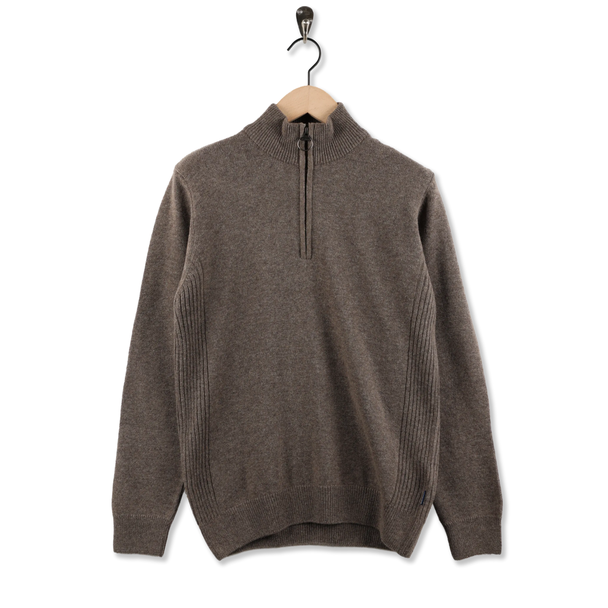 Barbour Holden Half Zip Knitted Jumper Military Marl - Front