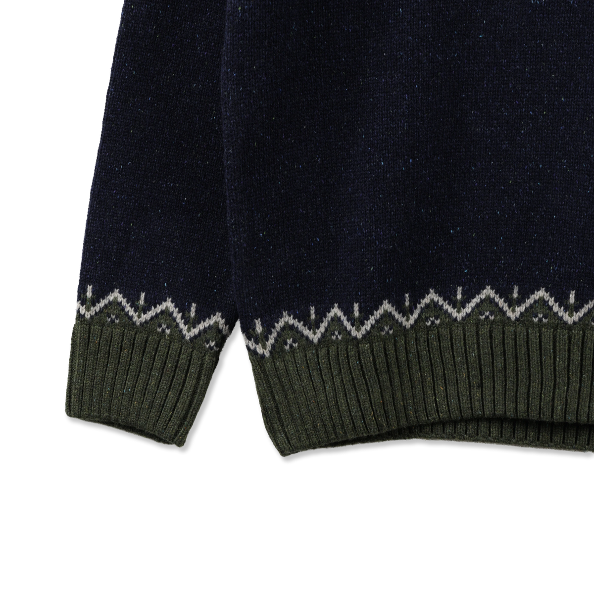Barbour Tisbury Fairisle Crew Neck Olive - Detail 3
