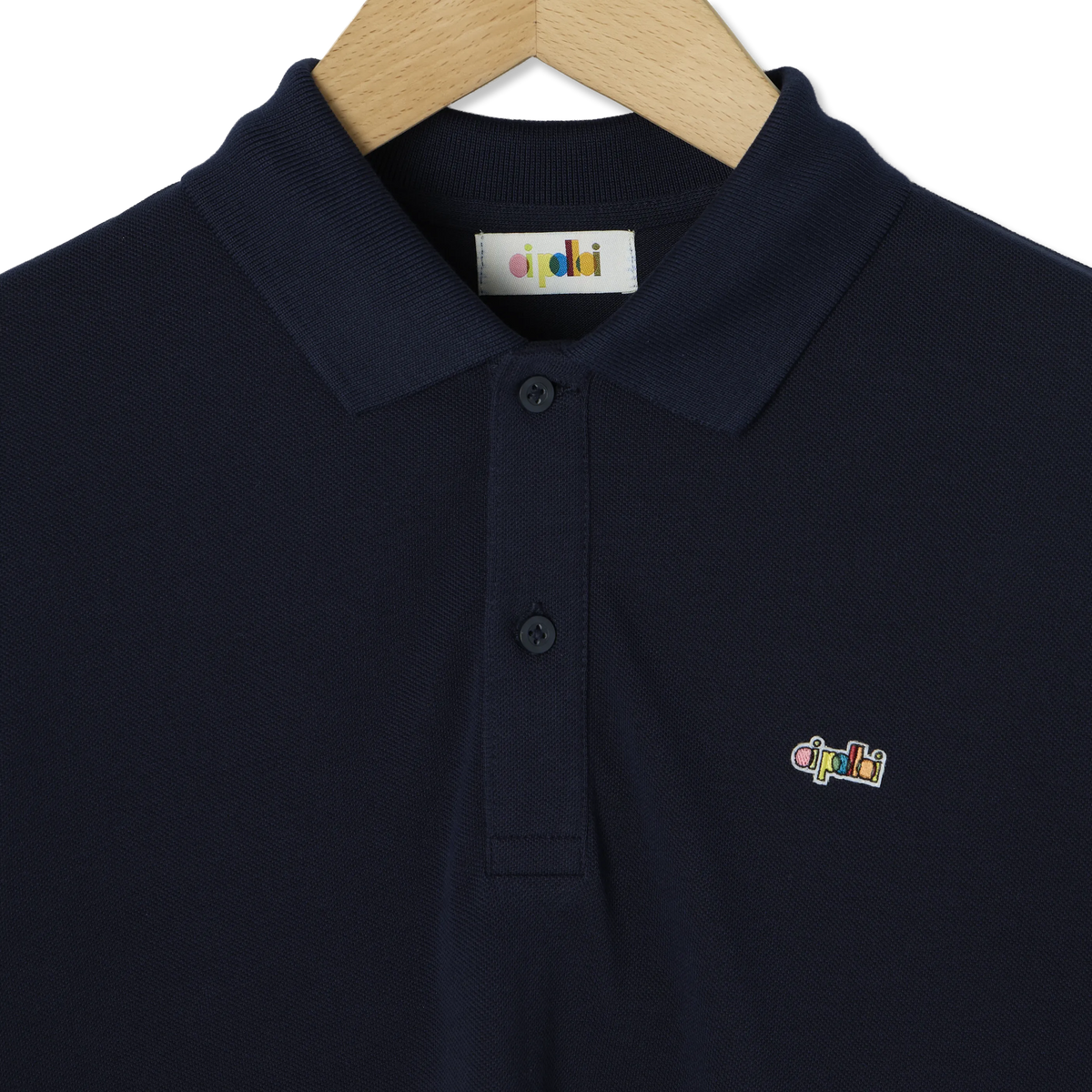 Oi Polloi Classic S/S Polo Shirt French Navy - Detail 4