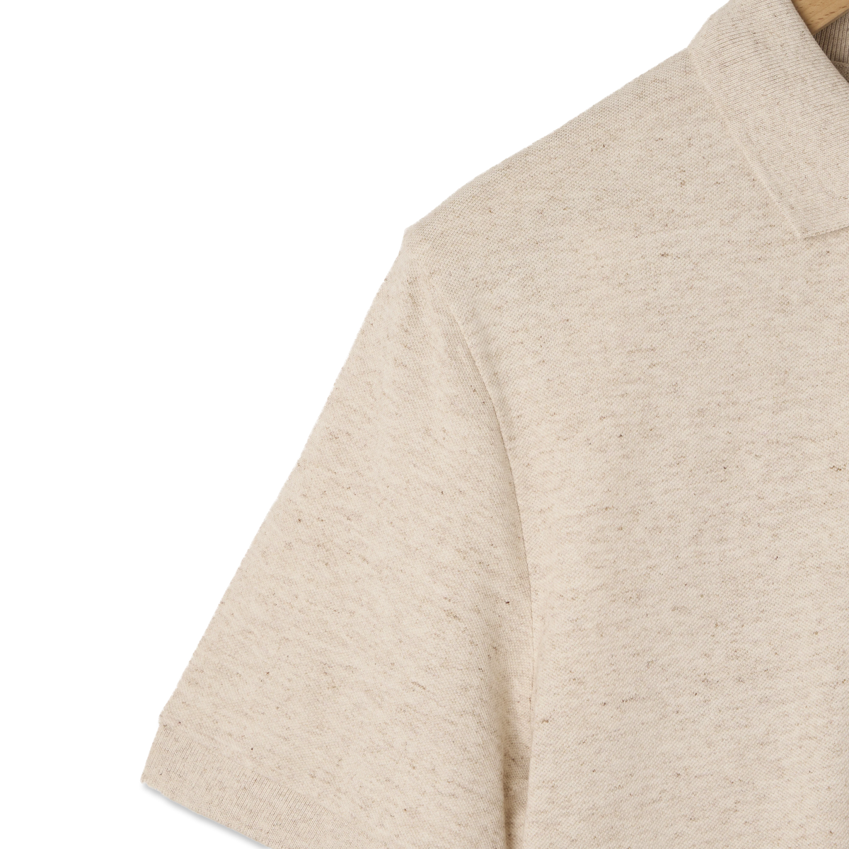 Oi Polloi Classic S/S Polo Shirt Oatmeal - Detail 1
