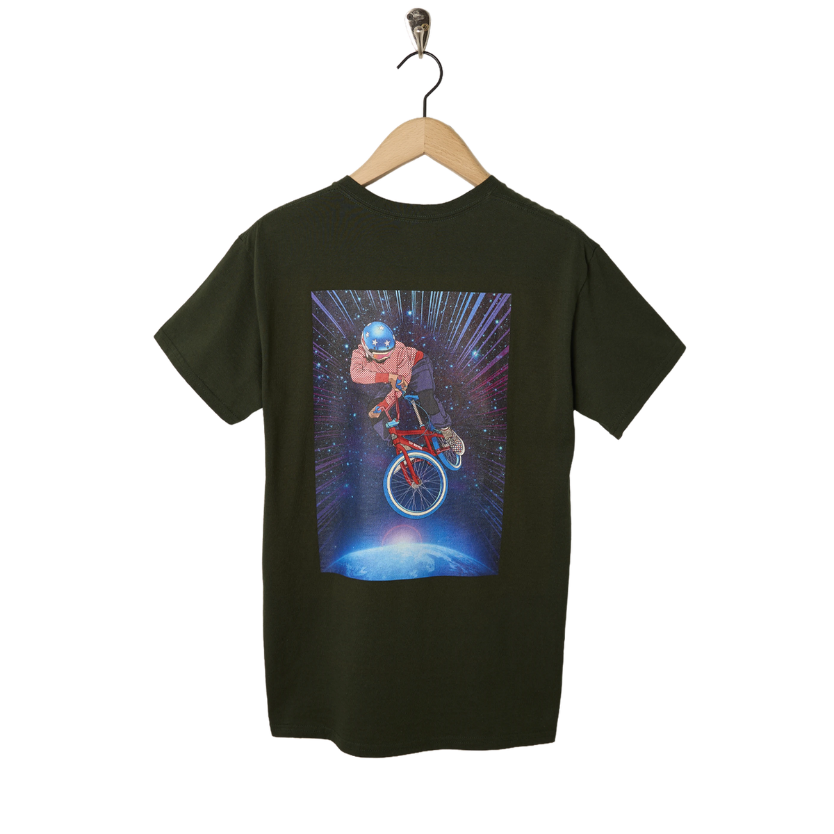 Oi Polloi Outer Space BMX S/S T-Shirt Dark Forest - Back