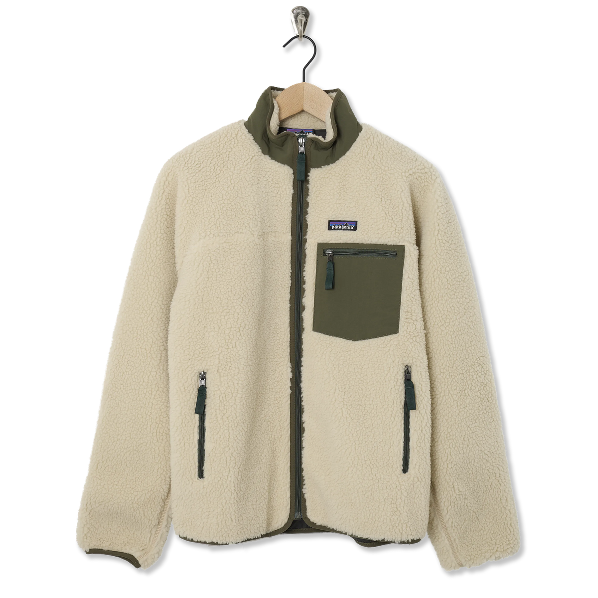 Patagonia Classic Retro-X Fleece Jacket Dark Natural w/Basin Green - Front