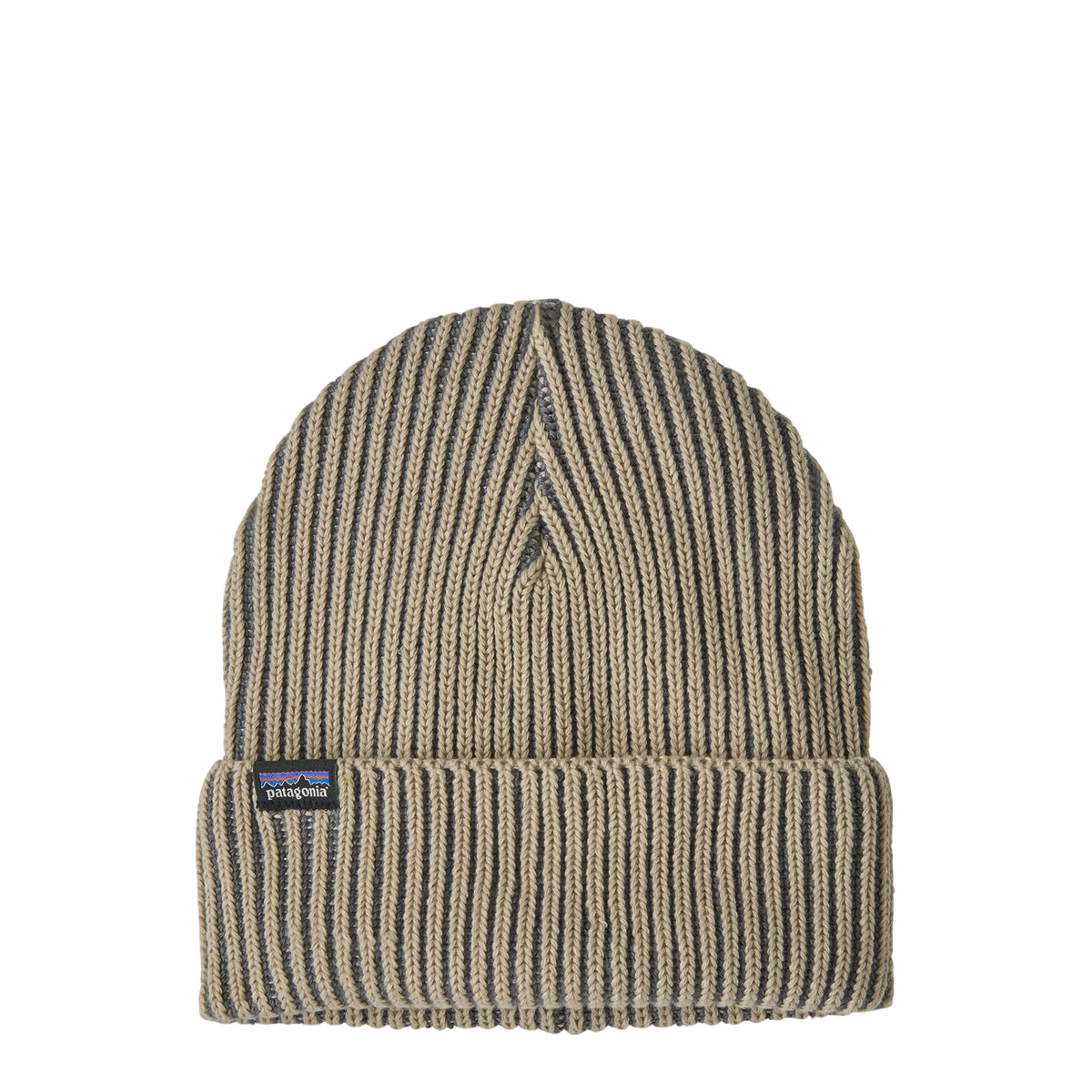 Patagonia Fishermans Rolled Beanie Contrast Stripe / Weathered Stone - View 1