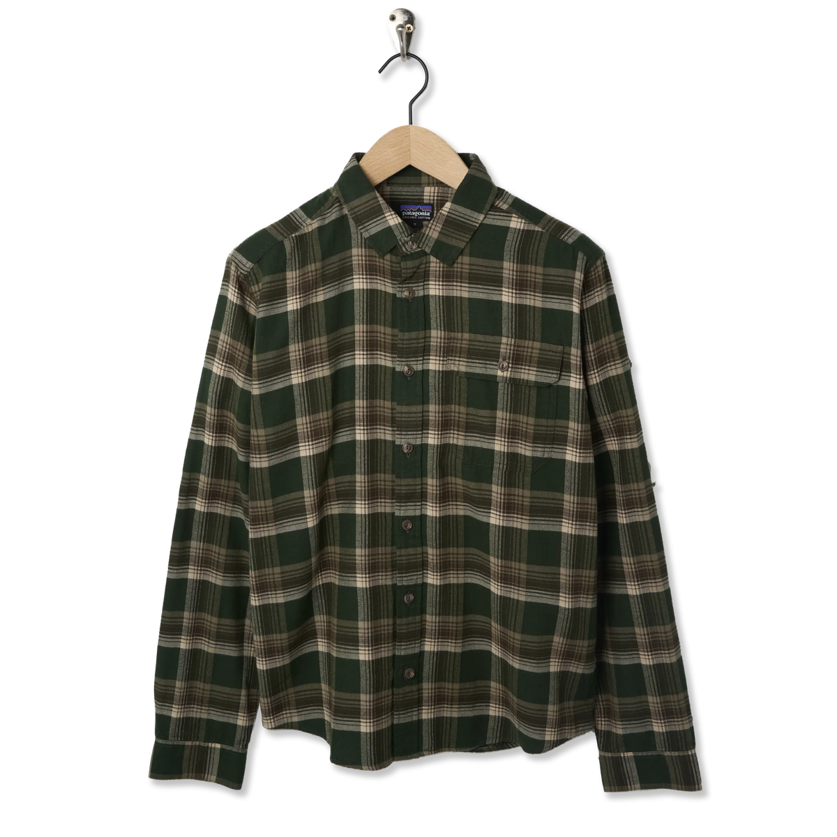 Patagonia L/S Lightweight Fjord Flannel Shirt Cozy Cabin / Treeline Green - Front