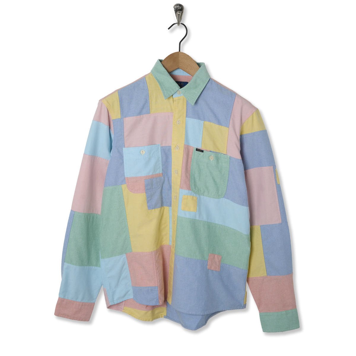 Polo Ralph Lauren Classic Fit Patchwork Oxford Workshirt Mended Funshirt - Front