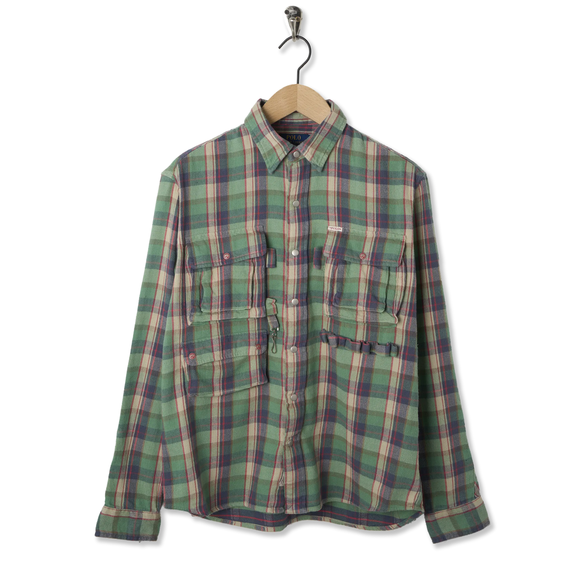 Polo Ralph Lauren Classic Fit Plaid Brushed Flannel Shirt Green / Pink Multi - Front
