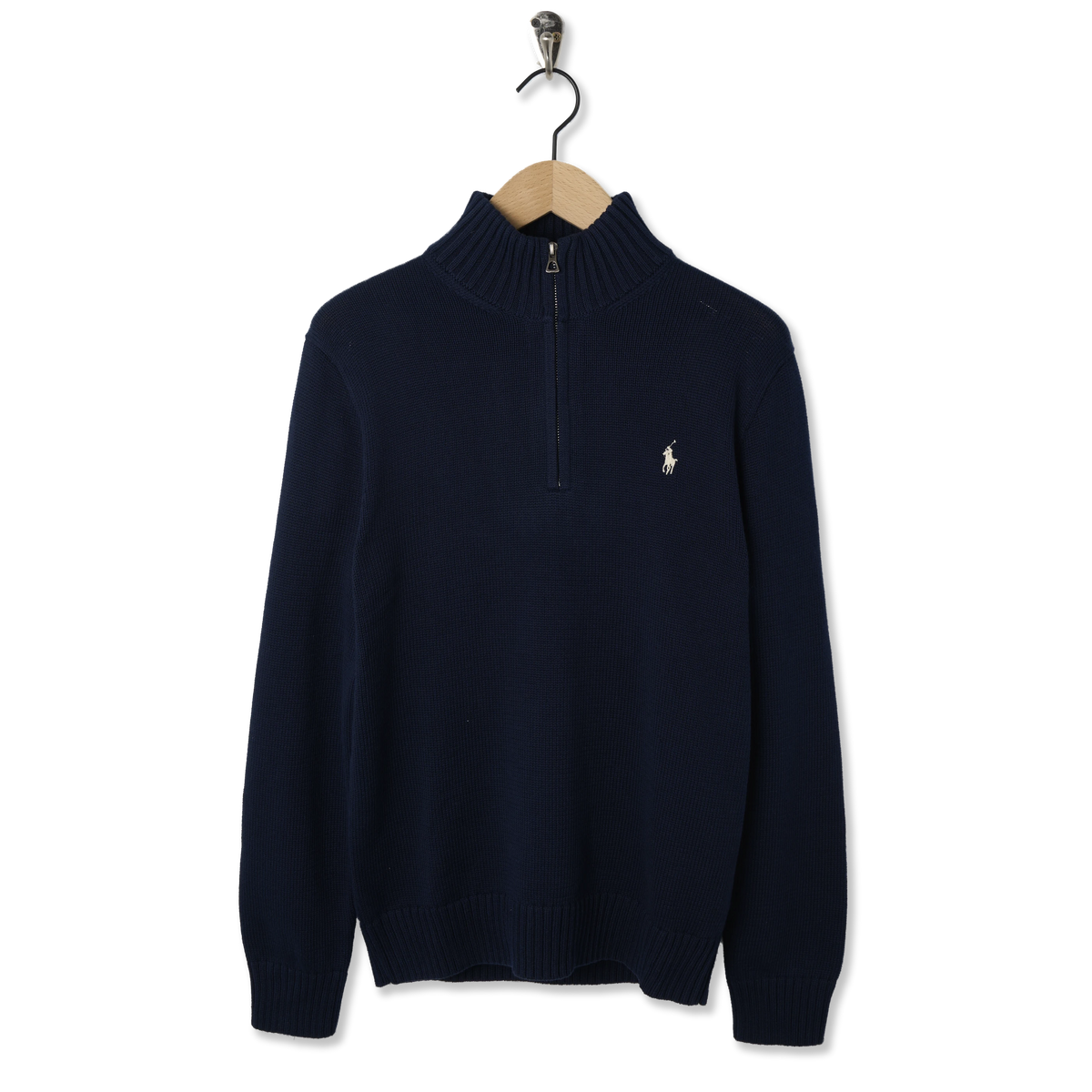 Polo Ralph Lauren Cotton Quarter Zip Mockneck Sweater Hunter Navy - Front