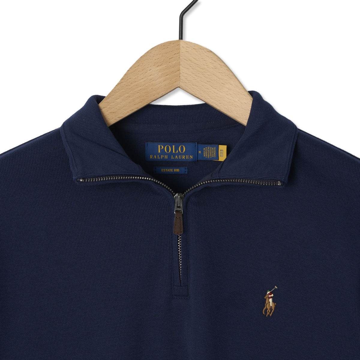 Polo Ralph Lauren Estate Rib Quarter Zip Pullover Cruise Navy - Detail 4