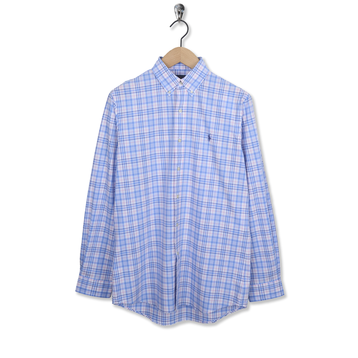 Polo Ralph Lauren Long Sleeve Sport Shirt Custom Blue Pink Multi - Front