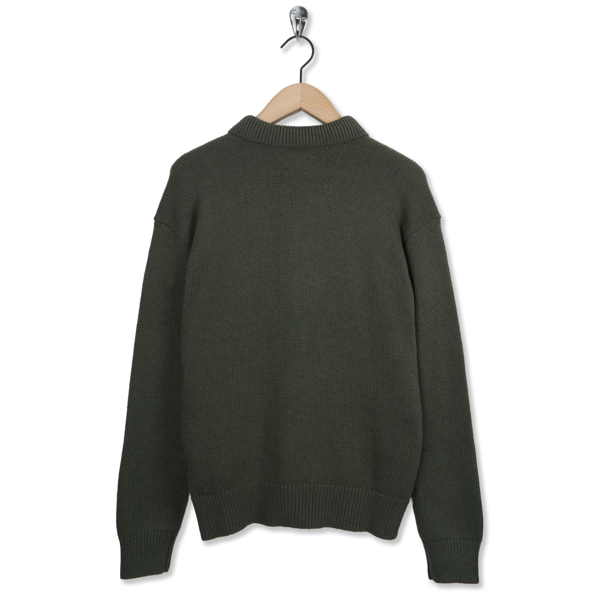 Polo Ralph Lauren Relaxed Cable Cotton Polo Sweater Olive Shrub Heather - Back