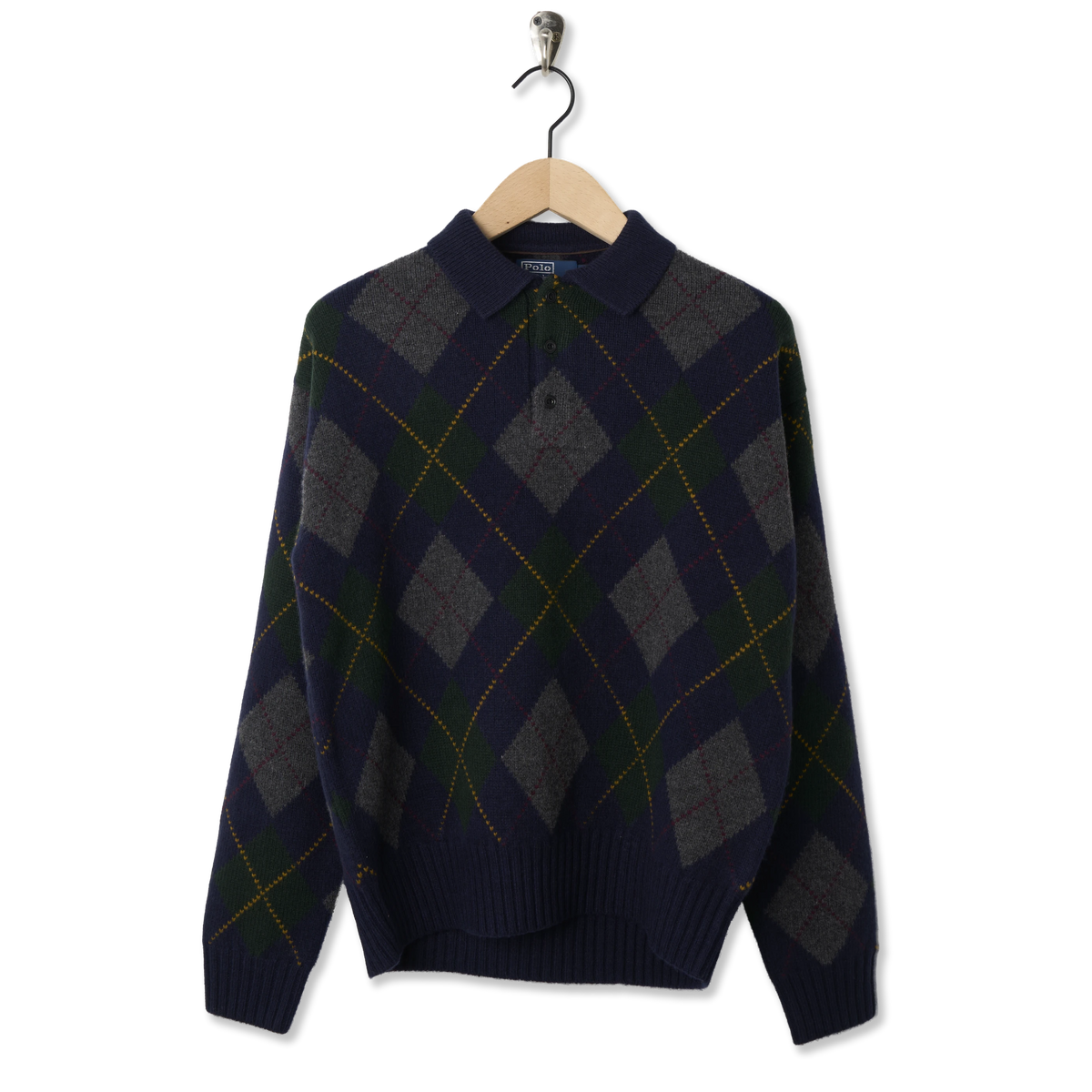 Polo Ralph Lauren Relaxed Fit Argyle Wool-Mohair Jumper Navy Multi - Front