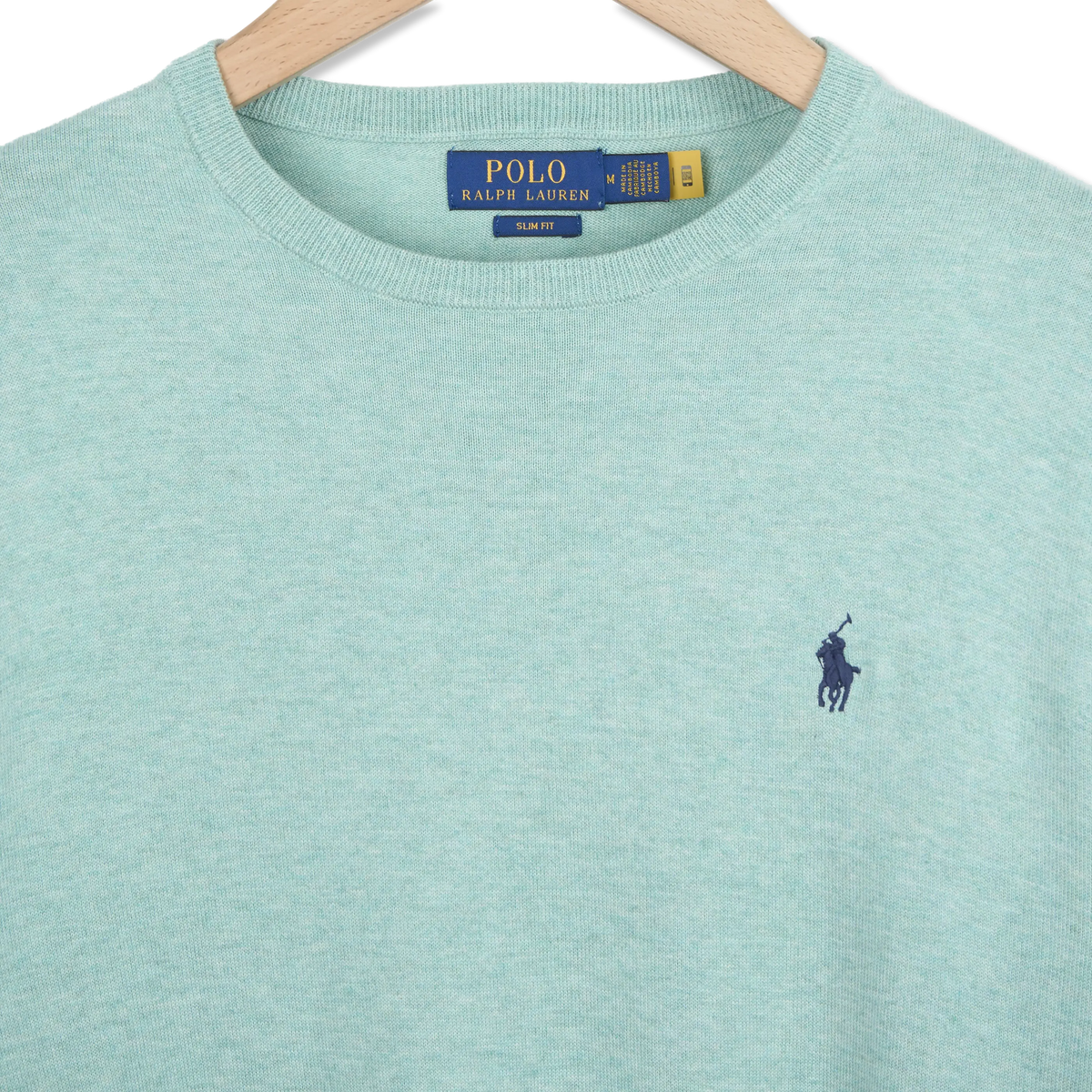 Polo Ralph Lauren Slim Fit Textured Cotton Sweater Green Swallow Heather - Detail 1