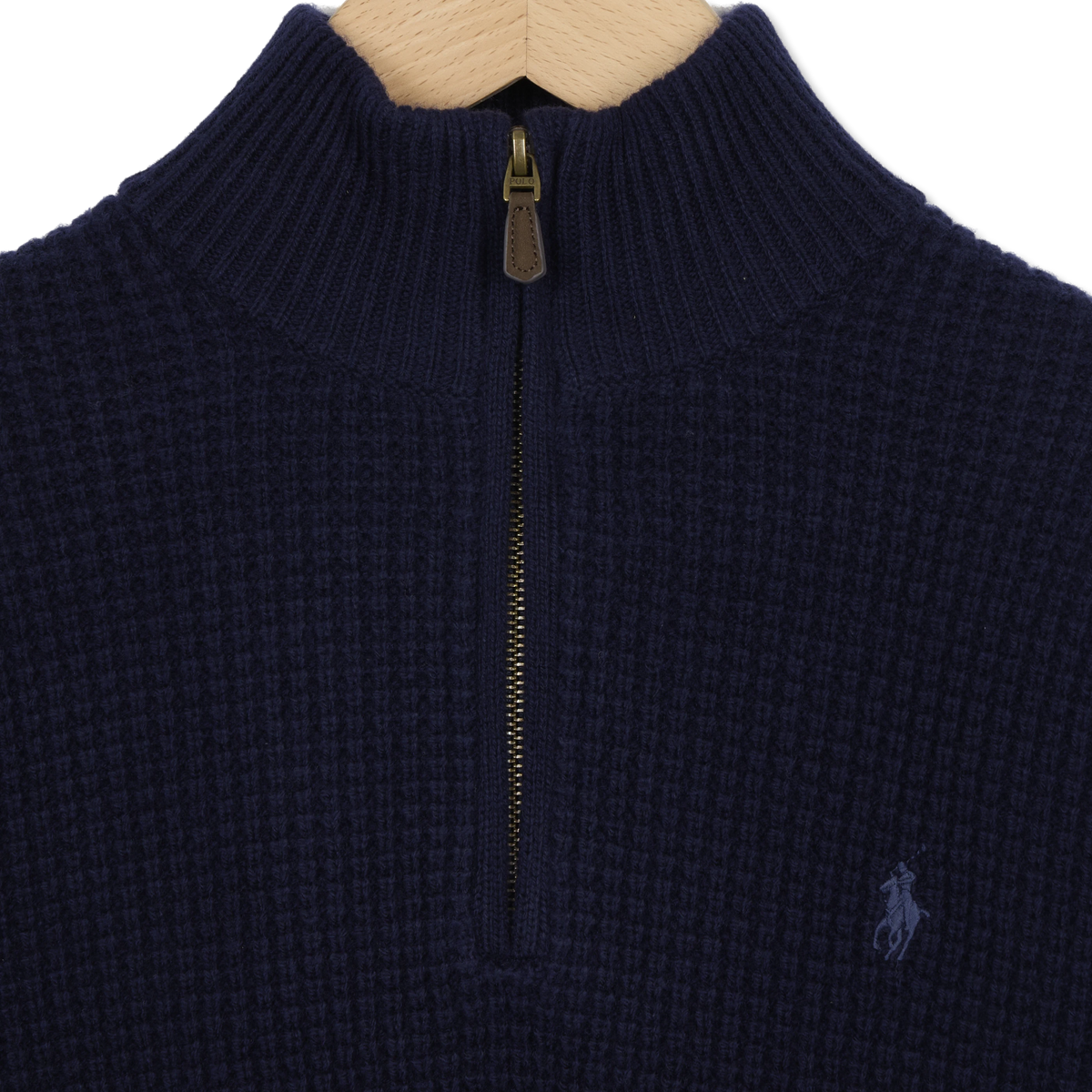 Polo Ralph Lauren Waffle-Knit Wool-Cotton Jumper Hunter Navy - Detail 3
