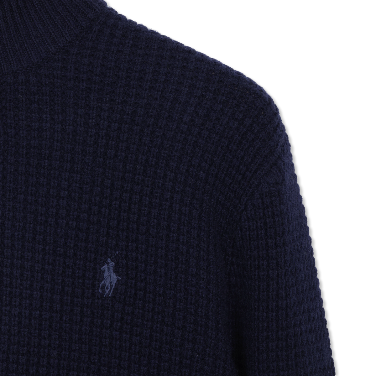 Polo Ralph Lauren Waffle-Knit Wool-Cotton Jumper Hunter Navy - Detail 4
