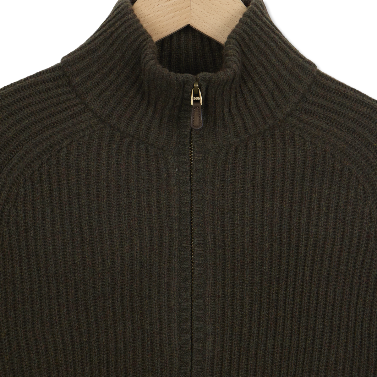 Polo Ralph Lauren Wool Cashmere Full-Zip Sweater Ekanite Olive Heather - Detail 2