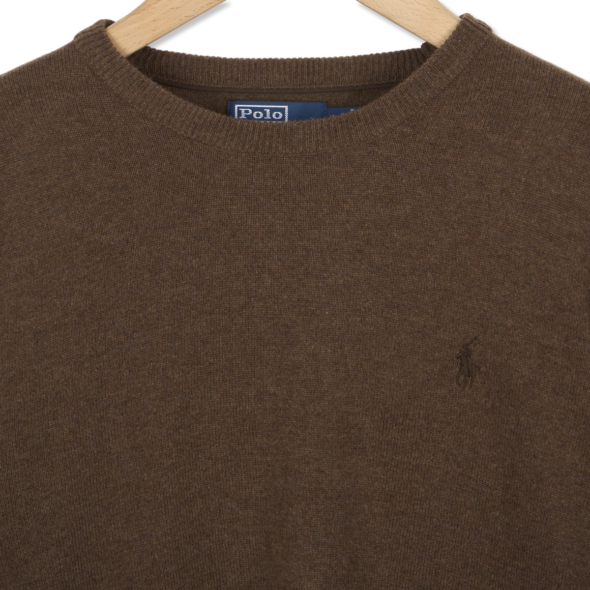 Polo Ralph Lauren Wool Crew Neck Knit Dark Chestnut Heather - Detail 3