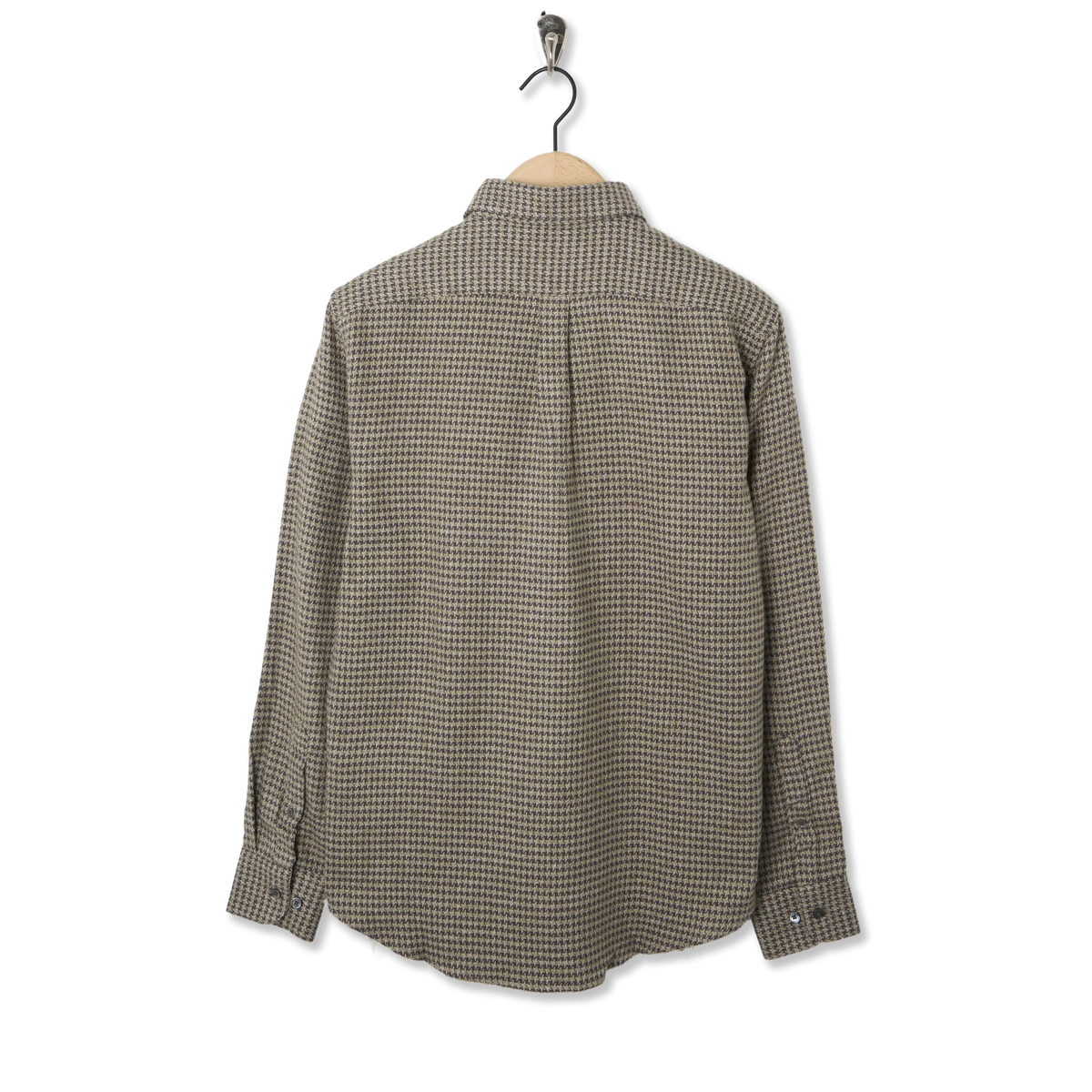 Portuguese Flannel Abstract Pied Poule Shirt Charcoal - Back