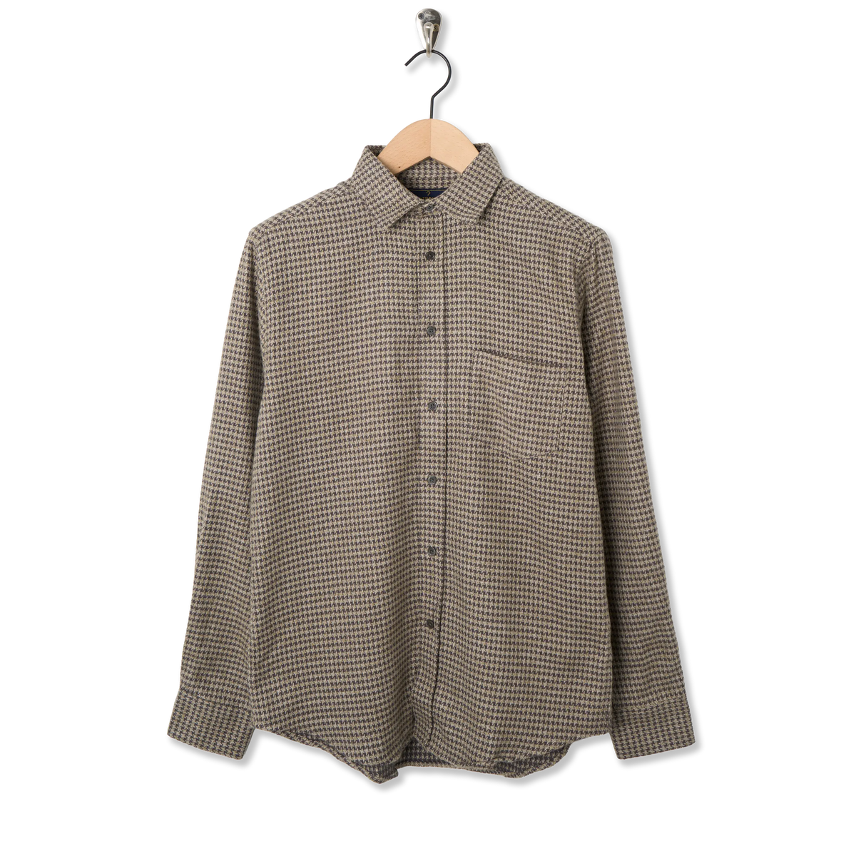 Portuguese Flannel Abstract Pied Poule Shirt Charcoal - Front