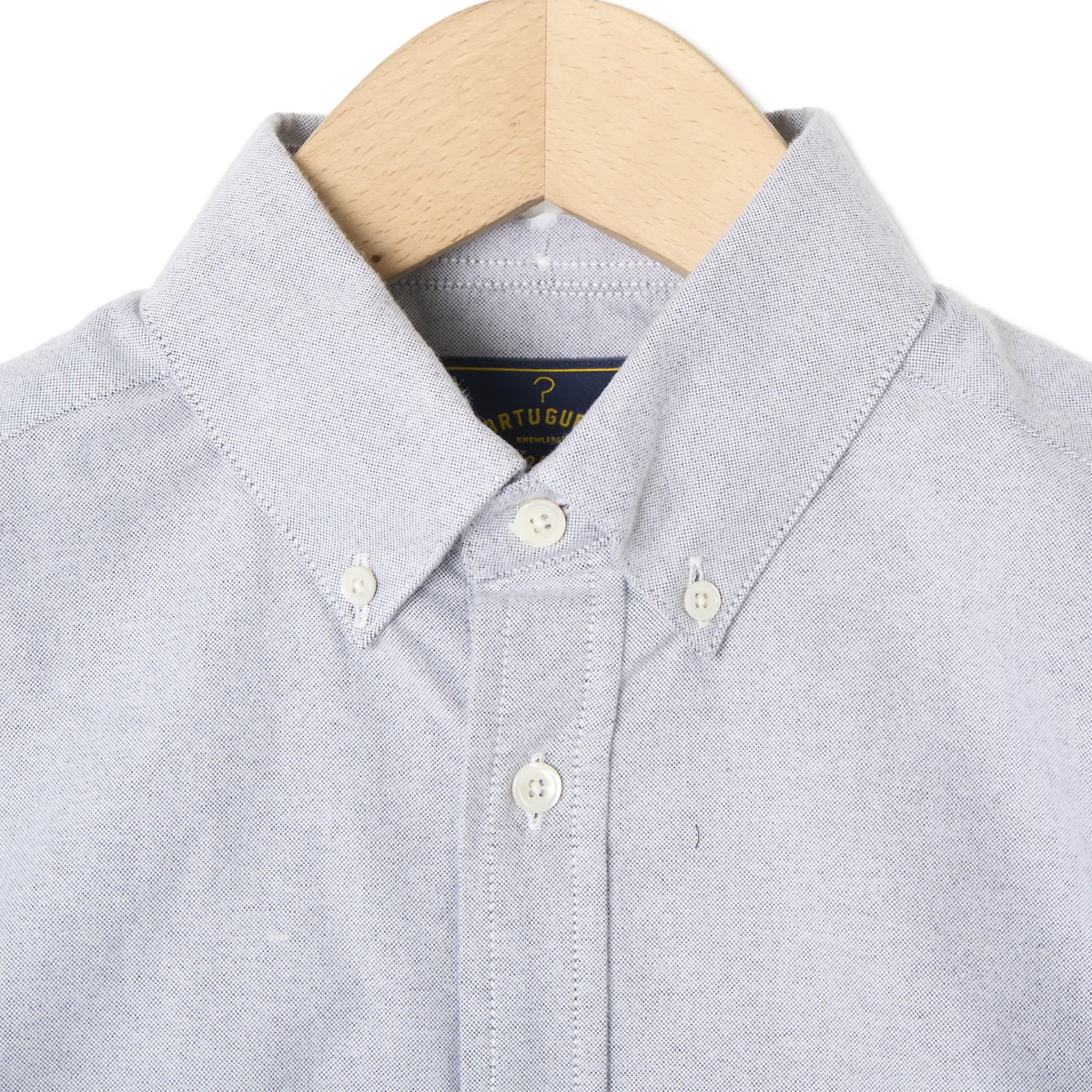 Portuguese Flannel Brushed Oxford Shirt Black - Detail 4