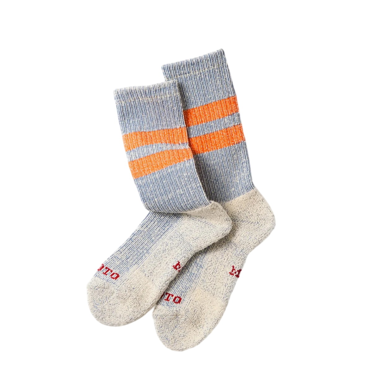 RoToTo Pile Stripe Marl Socks Blue / Orange - View 1