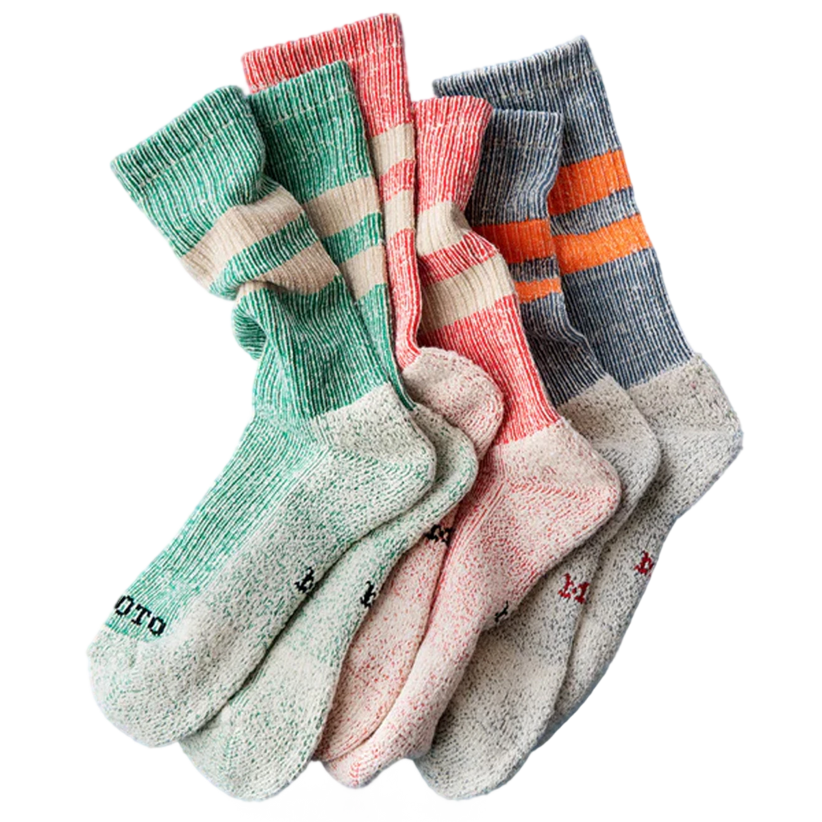 RoToTo Pile Stripe Marl Socks Blue / Orange - View 2