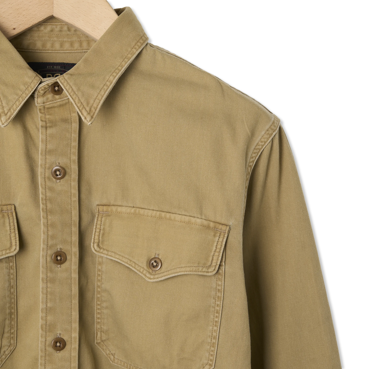 RRL By Ralph Lauren Twill Officer's Workshirt Faded Tan - Detail 5