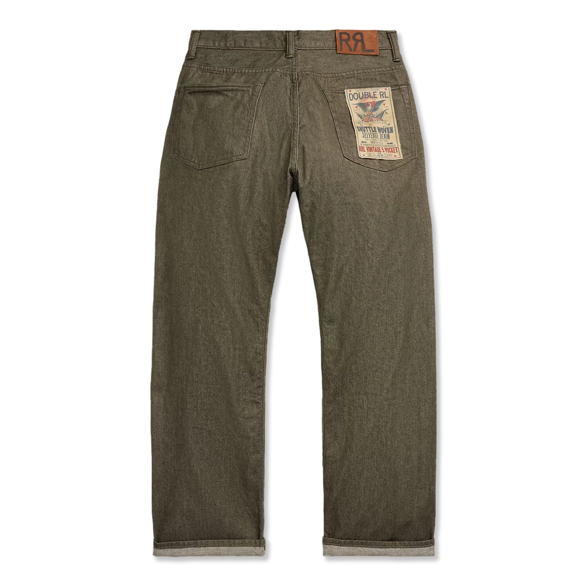 RRL By Ralph Lauren Vintage 5 Pocket Olive Selvedge Jean Olive Rinse - Back
