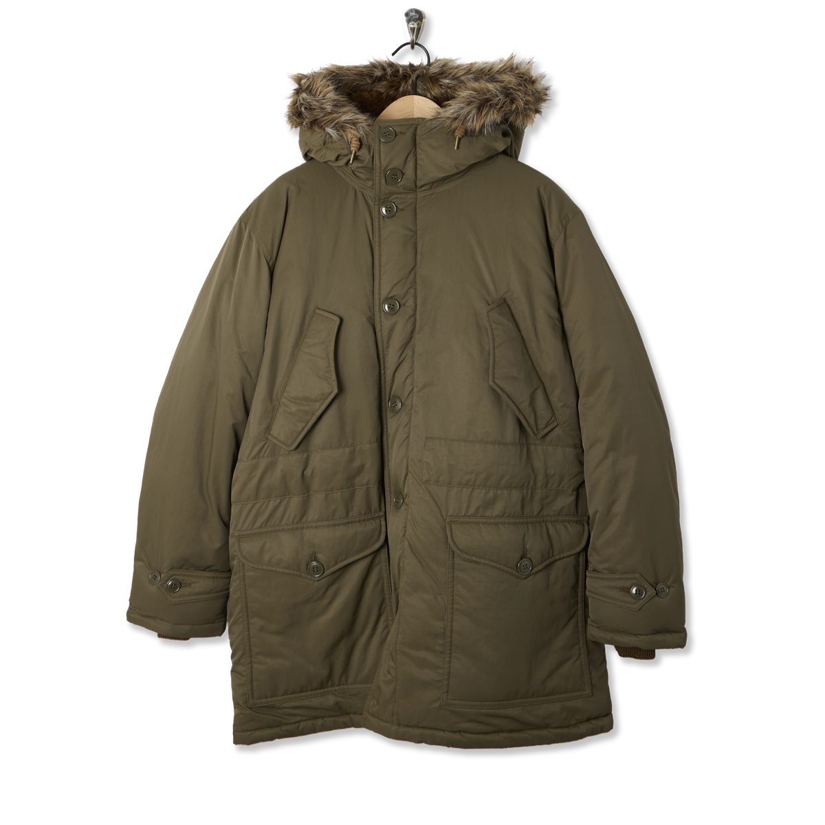 RRL by Ralph Lauren Faux-Fur-Trim Parka Vintage Olive - Front