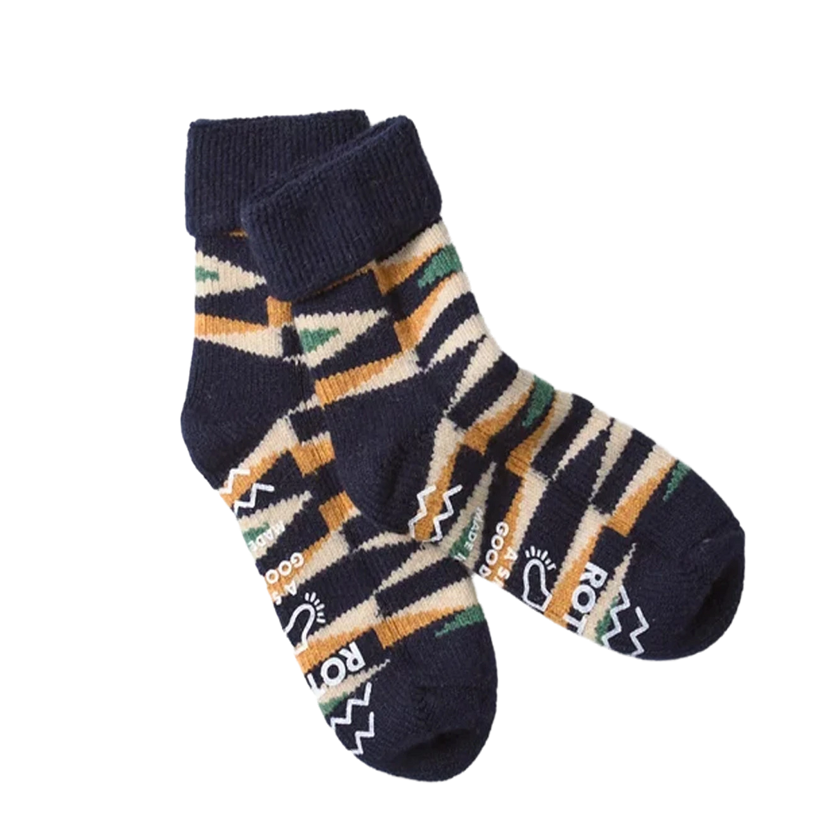 RoToTo Native Merino Lambs Wool Room Socks Navy - View 1