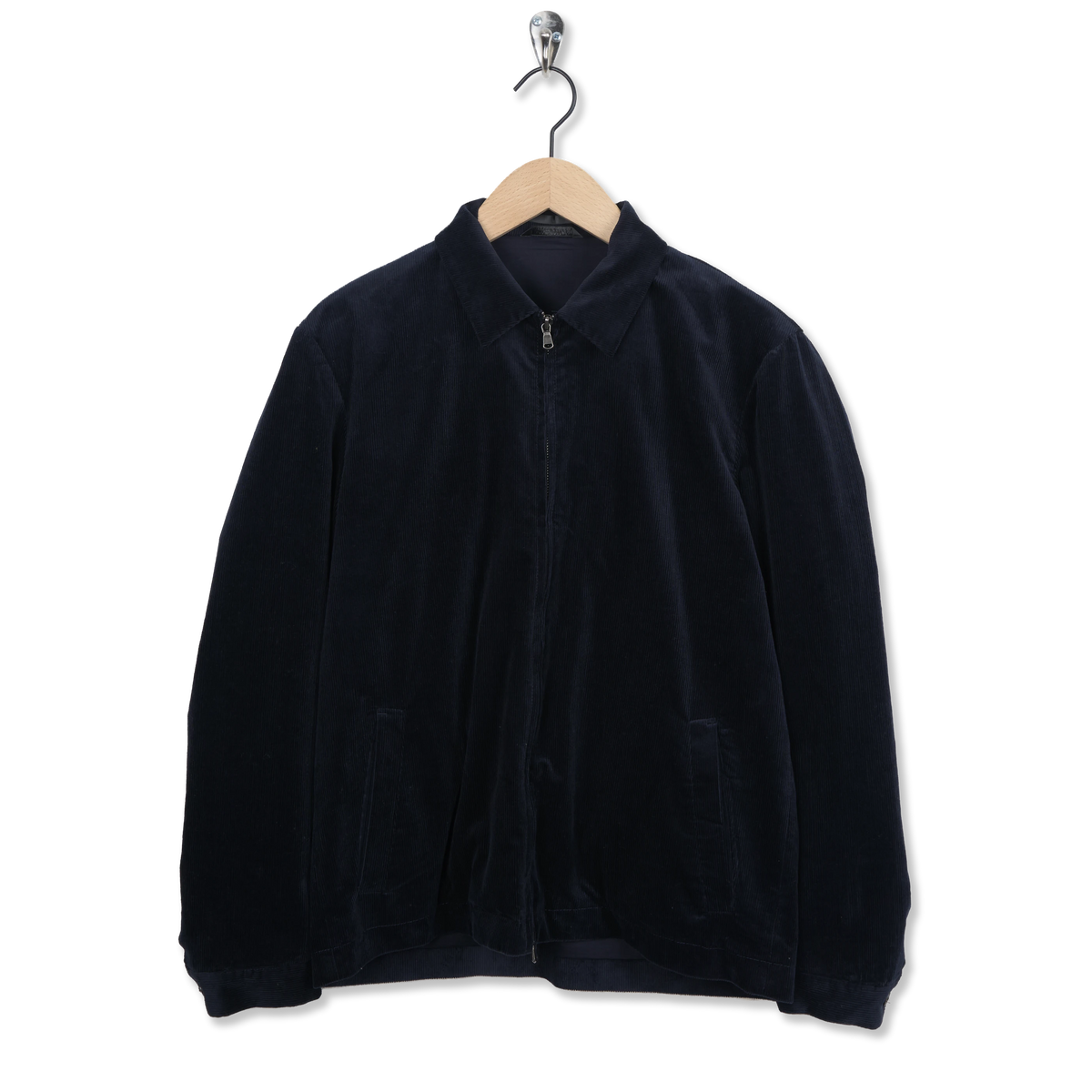 Sunspel Cord Harrington Jacket Navy - Front